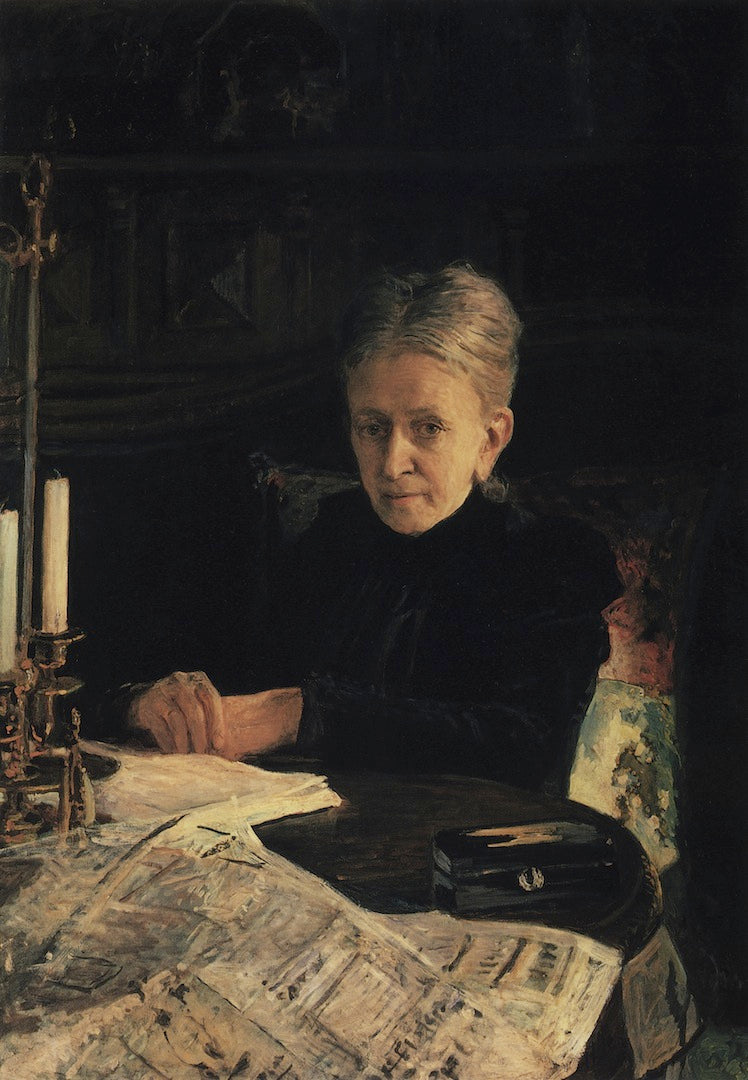 Portrait of Writer O.E. Likhacheva, vintage artwork by Nikolai Nikolaevich Ge, 12x8" (A4) Poster
