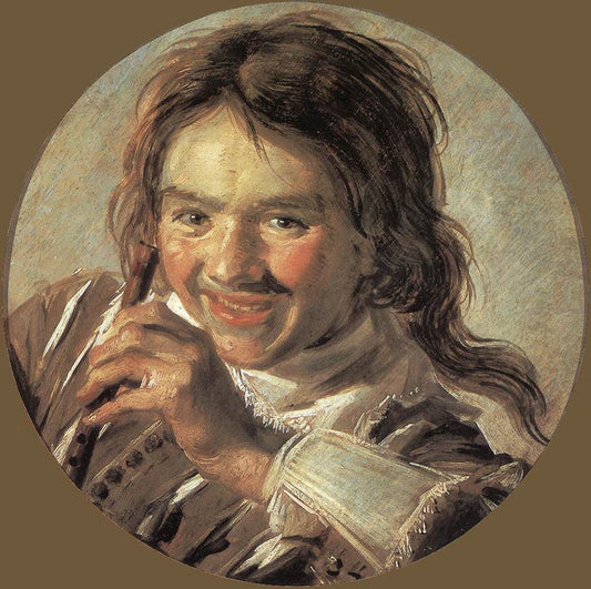 Boy holding a Flute (Hearing), vintage artwork by Frans Hals, 12x8" (A4) Poster