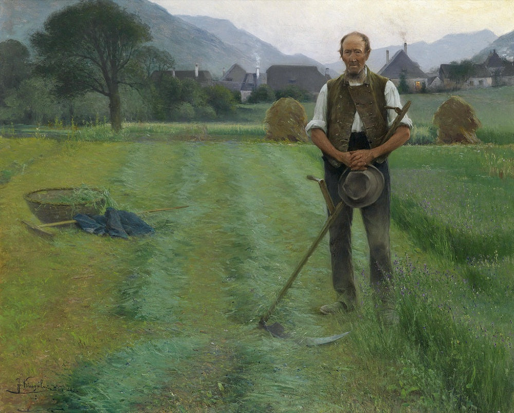Evening Work, vintage artwork by Josef Kinzel, 12x8" (A4) Poster