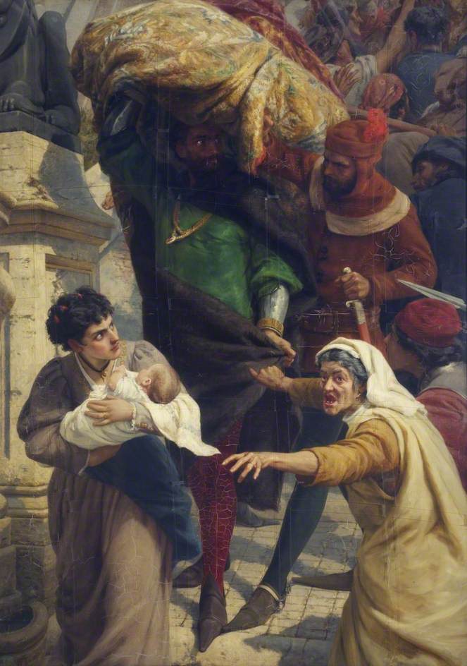 The Fall of Rienzi, the Last Roman Tribune, vintage artwork by Frank William Topham, 12x8" (A4) Poster