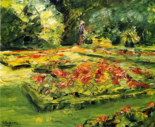 Flower Terrace in the Wannsee Garden, Facing East, vintage artwork by Max Liebermann, 12x8" (A4) Poster