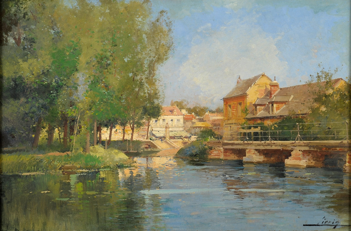River Landscape with City View by Eugene Galien-Laloue,A3(16x12")Poster