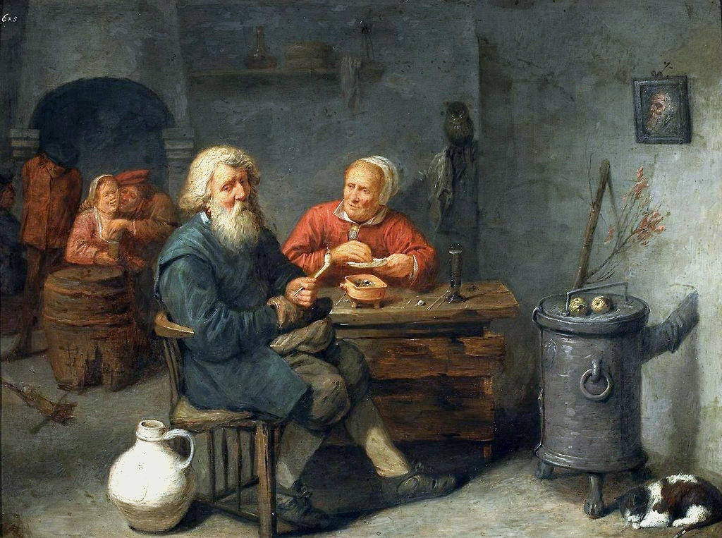 In an Inn, vintage artwork by David Ryckaert III, 12x8" (A4) Poster