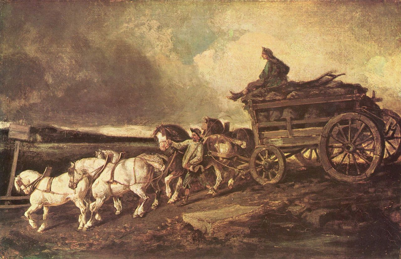 Coal Wagon, vintage artwork by Theodore Gericault, 12x8" (A4) Poster