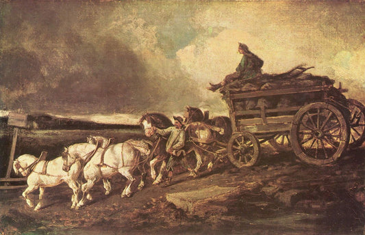 Coal Wagon, vintage artwork by Theodore Gericault, 12x8" (A4) Poster