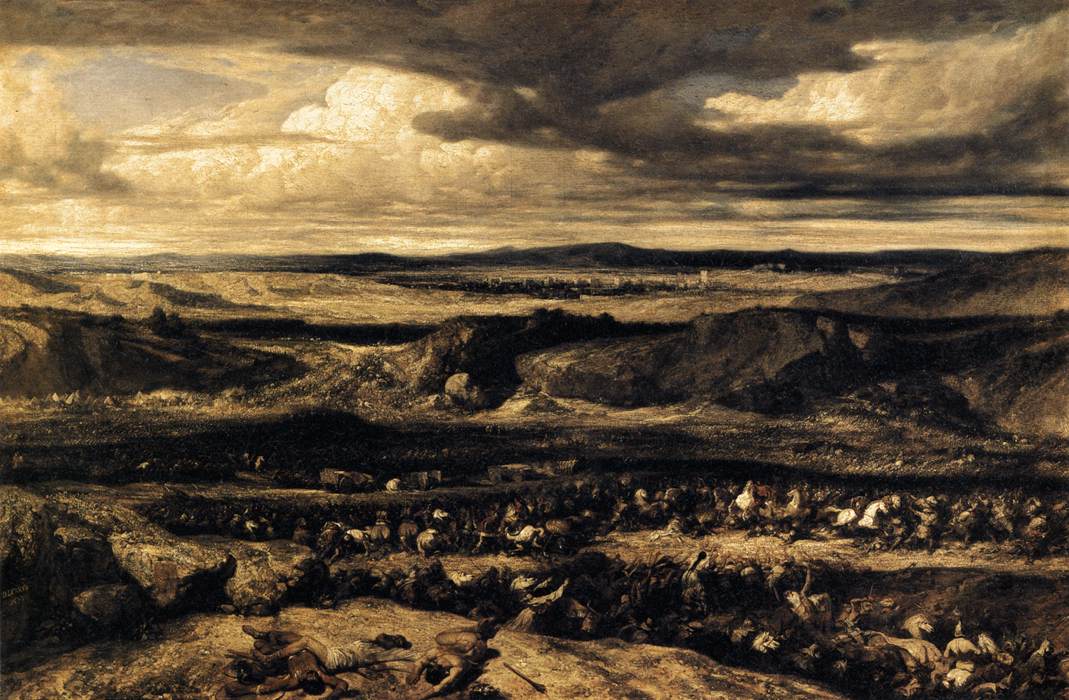 The Defeat of the Cimbri, vintage artwork by Alexandre-Gabriel Decamps, A3 (16x12") Poster Print