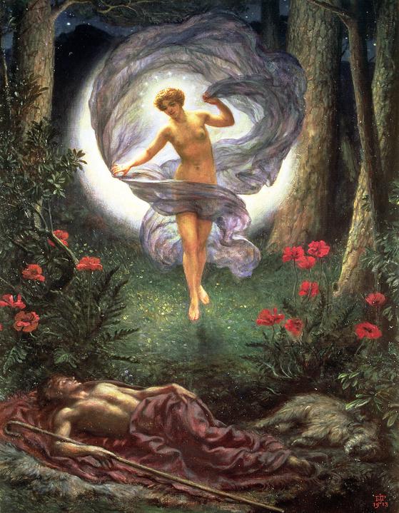 The Visions Of Endymion, vintage artwork by Sir Edward John Poynter, 12x8" (A4) Poster