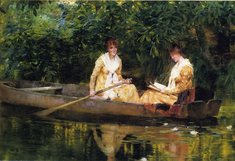 Woman in a Rowboat, vintage artwork by Francis Coates Jones, 12x8" (A4) Poster