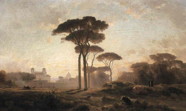 Villa Medici, Rome, vintage artwork by Jean-Achille Benouville, A3 (16x12") Poster Print