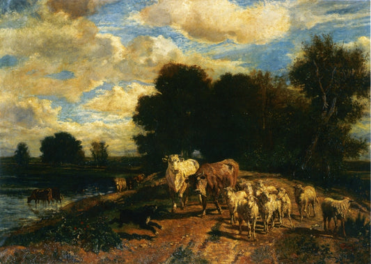 Returning to Pasture, vintage artwork by Giuseppe Palizzi, A3 (16x12") Poster Print