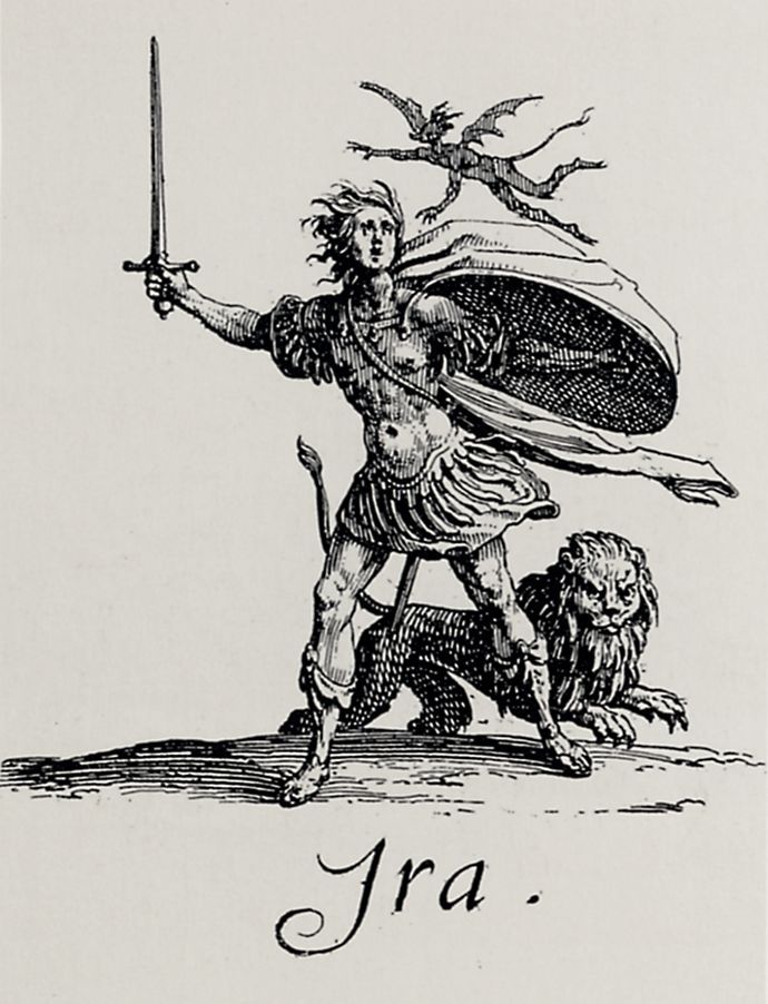 Seven Deadly Sins Ira, vintage artwork by Jacques Callot, 12x8" (A4) Poster