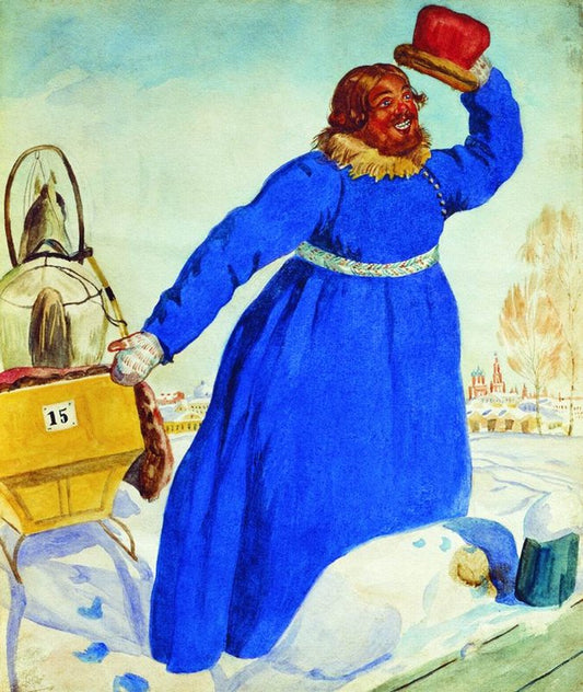 A Cabman by Boris Mikhailovich Kustodiev,16x12(A3) Poster