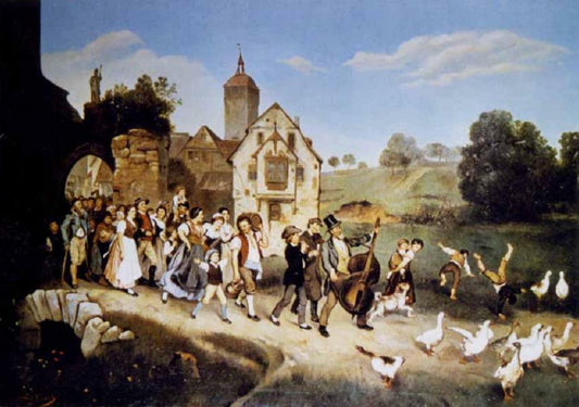 Feast Procession, vintage artwork by Ludwig Knaus, 12x8" (A4) Poster