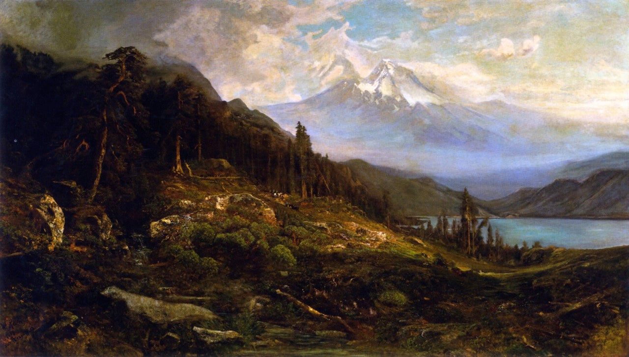 Mount Shasta and Castle Lake, vintage artwork by William Keith, 12x8" (A4) Poster