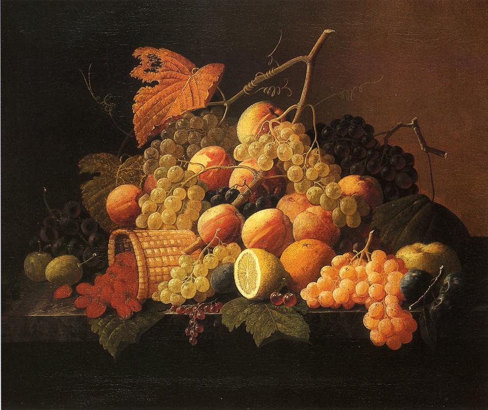 Still life with Fruit, vintage artwork by Severin Roesen, A3 (16x12") Poster Print