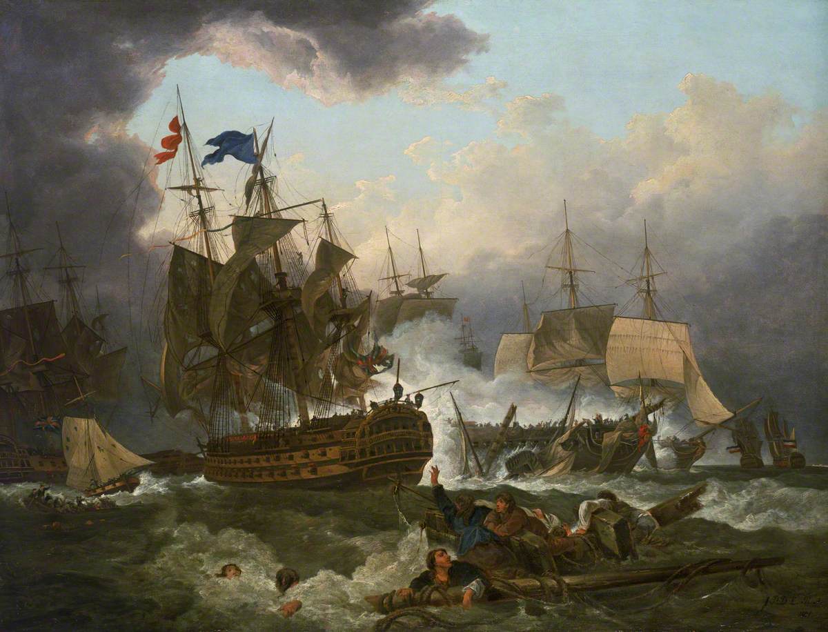 The Battle of Camperdown, 11 October 1797, vintage artwork by Philippe-Jacques de Loutherbourg, 12x8" (A4) Poster