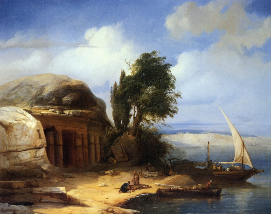 On the Banks of the Nile, vintage artwork by Jacob Jacobs, A3 (16x12") Poster Print