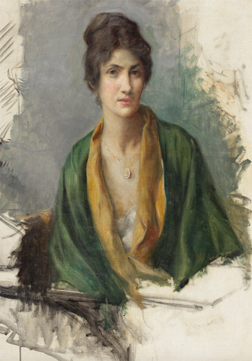 Lady in Green Robe by Julius LeBlanc Stewart,A3(16x12")Poster