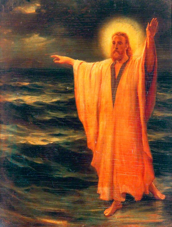 Christ Walking on Water, vintage artwork by Phillip Richard Morris, 12x8" (A4) Poster