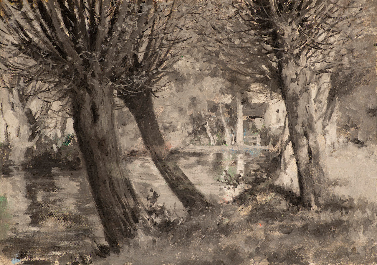 Study of Stream and Willows, Giverny, vintage artwork by Arthur B. Frost, 12x8" (A4) Poster