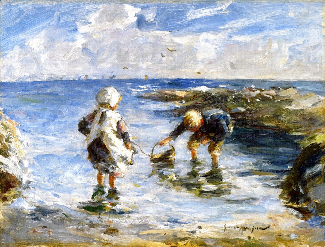 The Creel Washers, vintage artwork by Robert Gemmell Hutchison R.S.A. R.S.W., 12x8" (A4) Poster