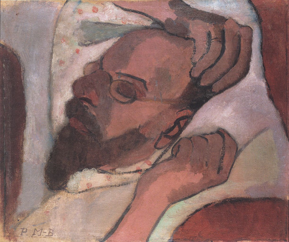 Otto Modersohn, sleeping, vintage artwork by Paula Modersohn-Becker, 12x8" (A4) Poster