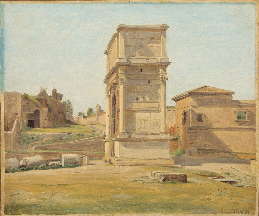 The Arch of Titus in Rome, vintage artwork by Constantin Hansen, A3 (16x12") Poster Print