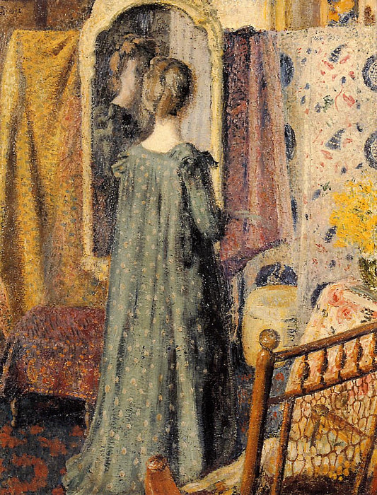 Woman Standing in Front of the Mirror, vintage artwork by Georges Lemmen, 12x8" (A4) Poster