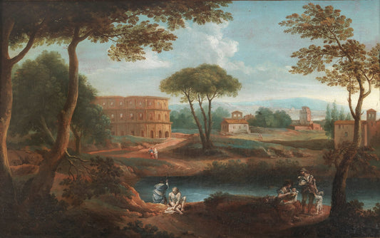 Capriccio with the Colosseum, vintage artwork by Paolo Anesi, 12x8" (A4) Poster