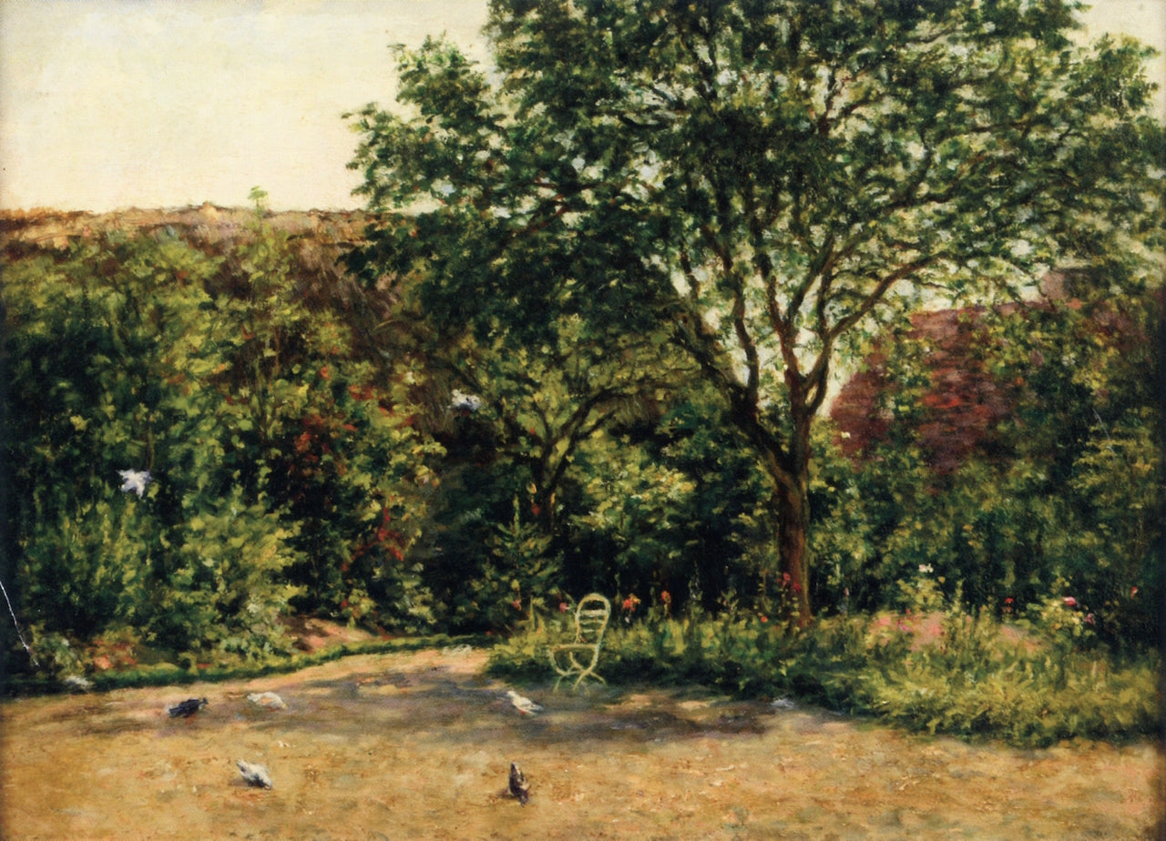 French Garden, vintage artwork by Francisco Oller, 12x8" (A4) Poster
