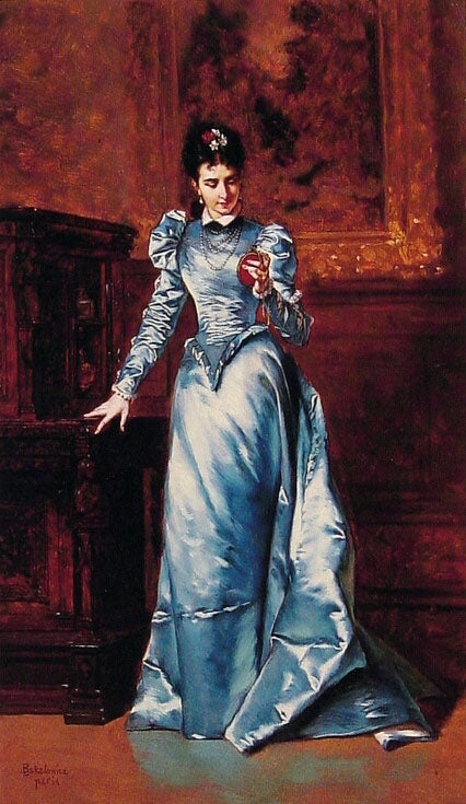 Her Fiance's Portrait, vintage artwork by Władysław Bakalowicz, 12x8" (A4) Poster