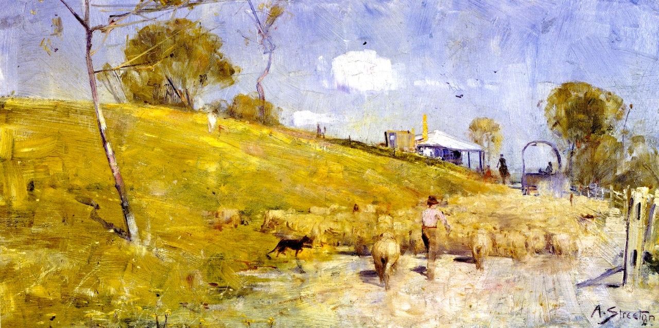 A Dusty Road at Templestowe, vintage artwork by Sir Arthur Streeton, 12x8" (A4) Poster