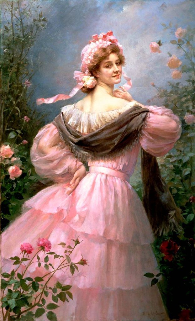 legant Woman in a Rose Garden by Marie-Felix Hippolyte-Lucas,A3(16x12")Poster