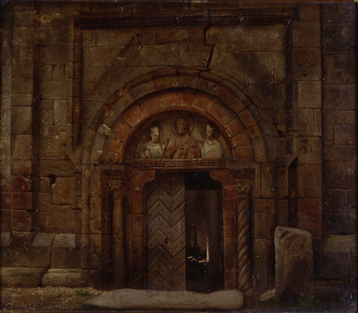Northwest portal of the Godehardikirche, vintage artwork by Carl Hasenpflug, A3 (16x12