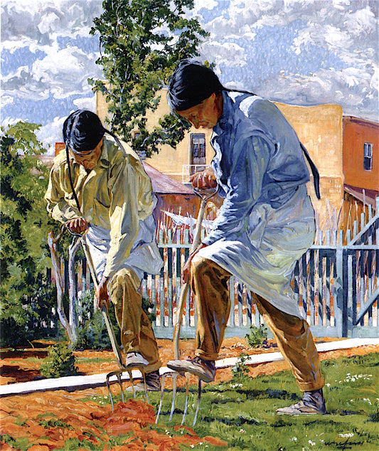 The Garden Makers, vintage artwork by Walter Ufer, 12x8" (A4) Poster