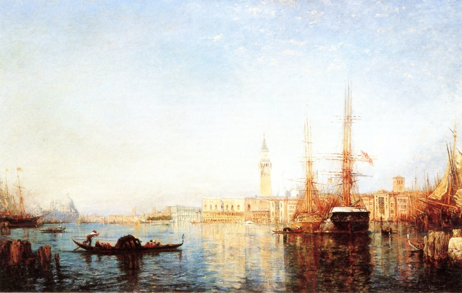 Venise, le bassin, vintage artwork by Felix-Francois-Georges-Philbert Ziem, 12x8" (A4) Poster