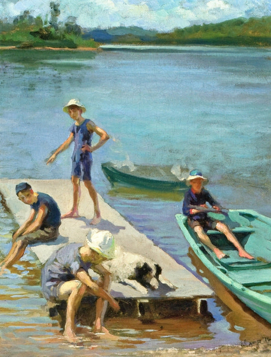On the Raritan, Perth Amboy, New Jersey by Francis Luis Mora,16x12(A3) Poster