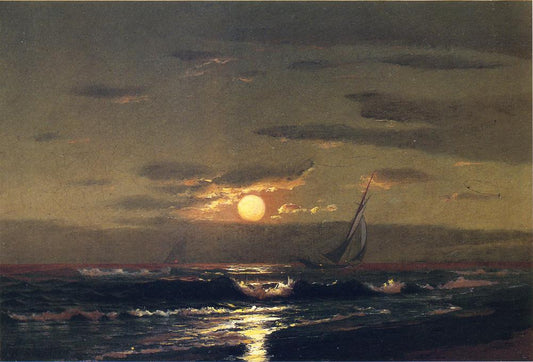 Moonlight Sailing, vintage artwork by Warren W. Sheppard, 12x8" (A4) Poster