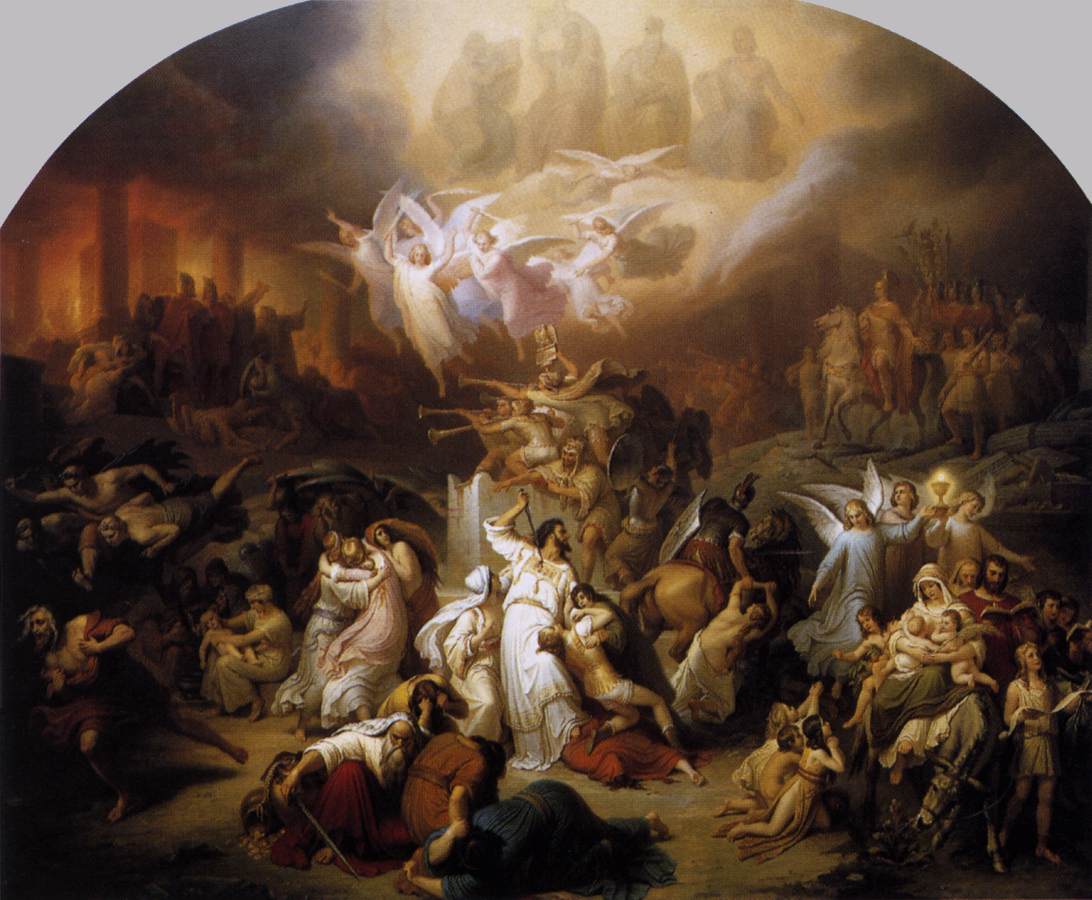 The Destruction of Jerusalem by  Titus, vintage artwork by Wilhelm von Kaulbach, A3 (16x12") Poster Print