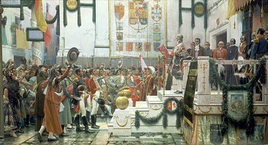 Cortes de Cadiz, vintage artwork by Salvador Viniegra y Lasso de la Vega, 12x8" (A4) Poster