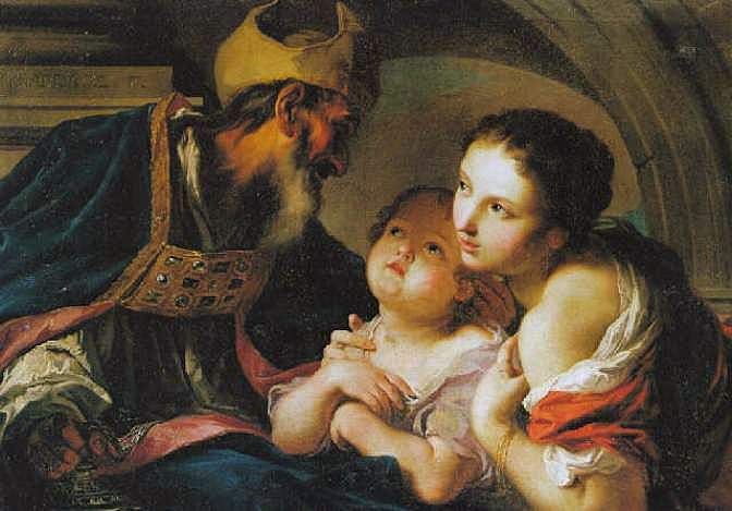 St. Nicolas of Bari with Two Children, vintage artwork by Gianbettino Cignaroli, 12x8" (A4) Poster