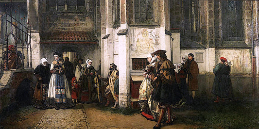 Faust and Marguerite, vintage artwork by Jan August Hendrik Leys, A3 (16x12") Poster Print