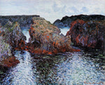 Belle-Ile, Rocks at Port-Goulphar, vintage artwork by Claude Monet, 12x8" (A4) Poster