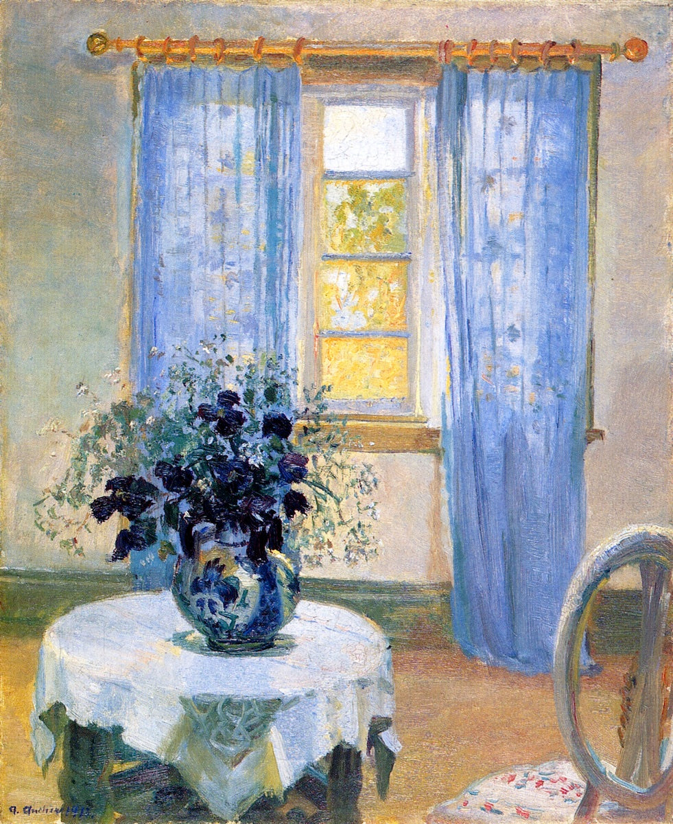 Interior with Clematis, vintage artwork by Anna Ancher, 12x8" (A4) Poster