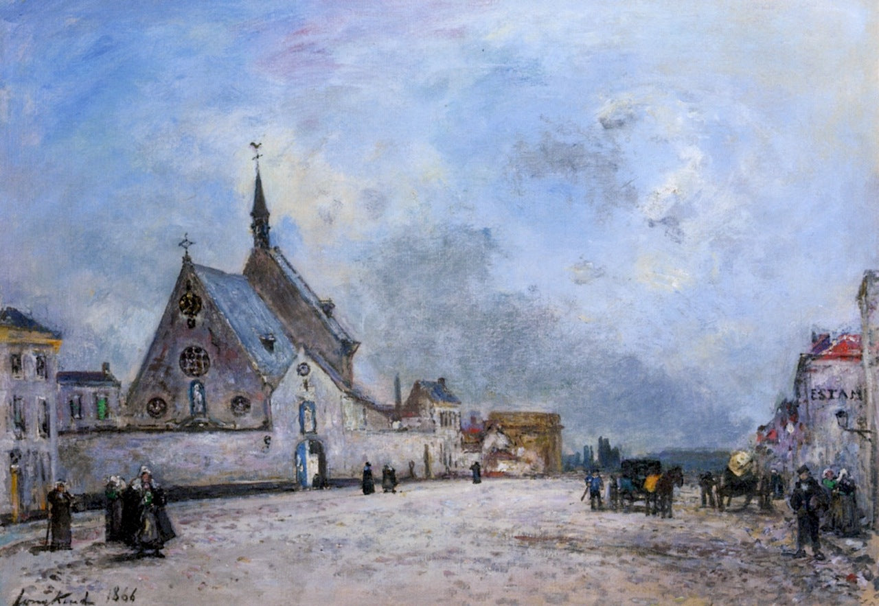 La Place de l'Eglise, vintage artwork by Johan Barthold Jongkind, A3 (16x12") Poster Print