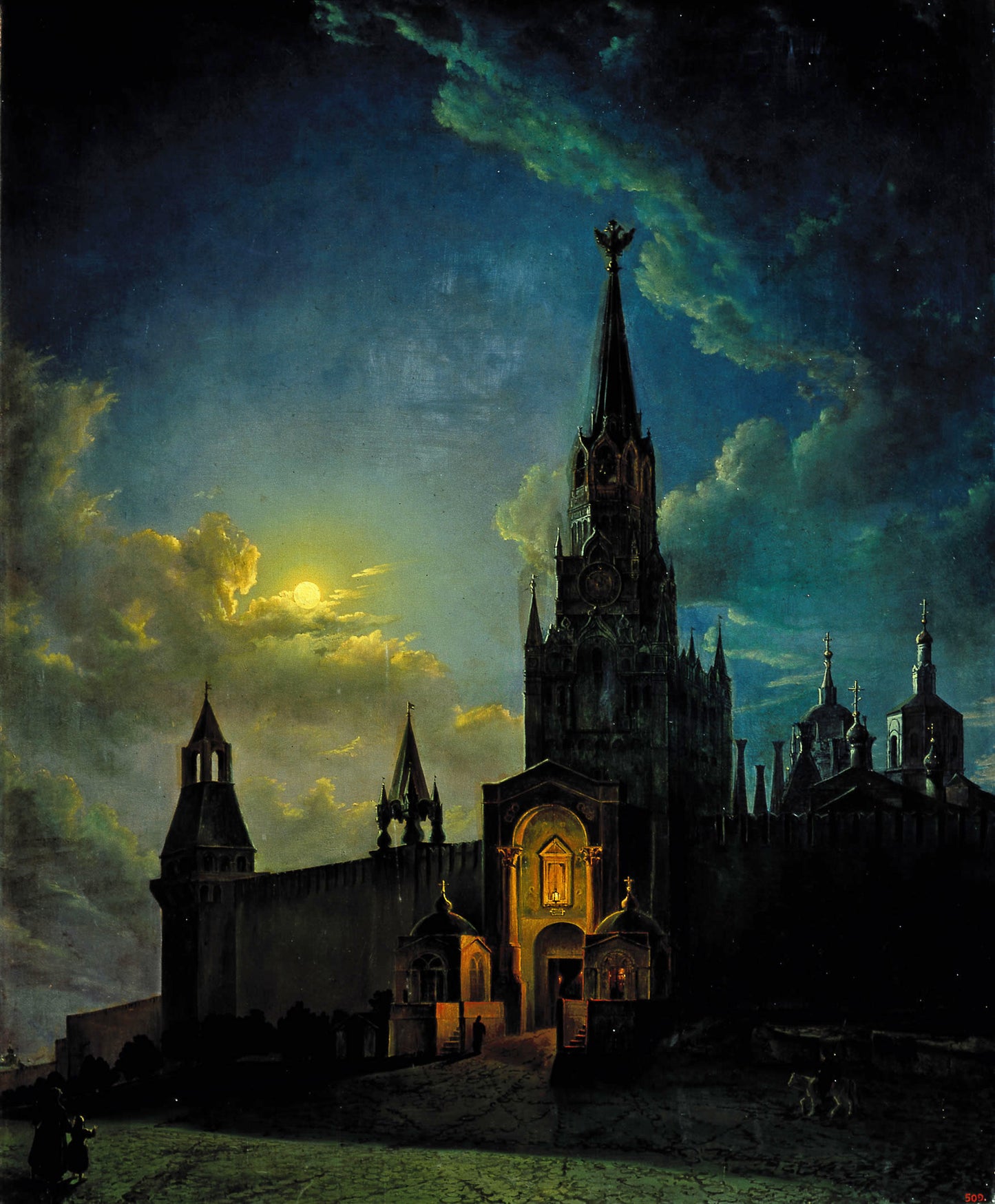 Savior's Gate in Moscow, vintage artwork by Karl Rabus, A3 (16x12") Poster Print