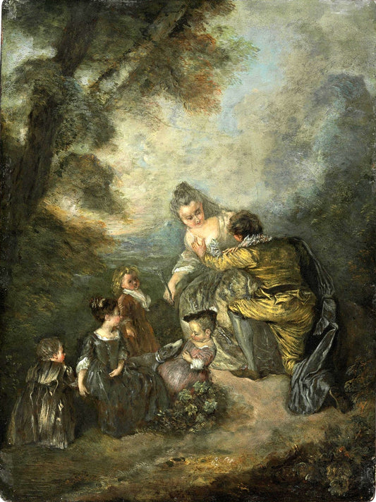 The Declaration, vintage artwork by Jean-Antoine Watteau, 12x8" (A4) Poster