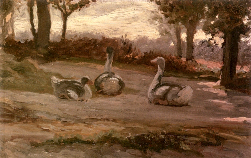 Geese, vintage artwork by Elihu Vedder, 12x8" (A4) Poster