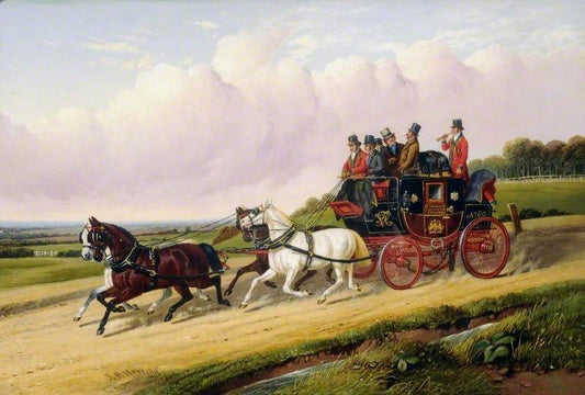 Halifax Royal Mail Coach, Doncaster, South Yorkshire, vintage artwork by John Frederick Herring, Sr, A3 (16x12") Poster Print