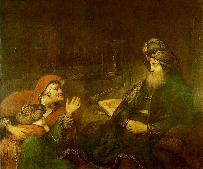 Sarah Asks Abraham to Dismiss Hagar, vintage artwork by Aert de Gelder, 12x8" (A4) Poster